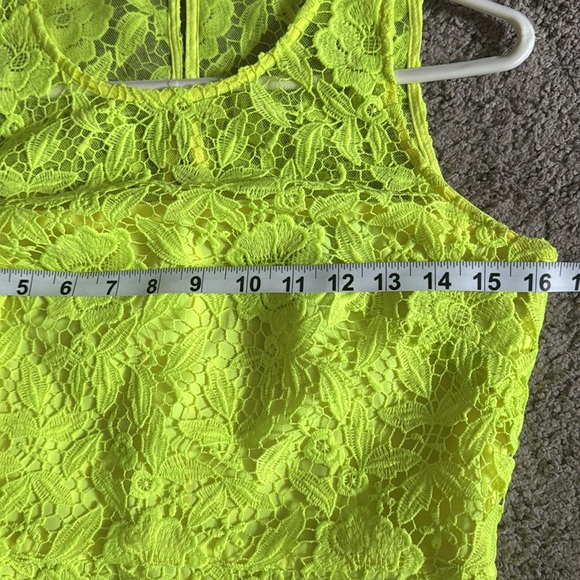 J Crew Collection Floral Lace Sheath Dress Neon Bright Yellow A8182 EUC Size 4 - Picture 8 of 11